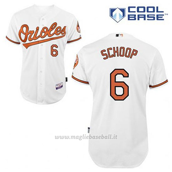 Maglia Baseball Uomo Baltimore Orioles 6 Jonathan Schoop Bianco 1ªCool Base